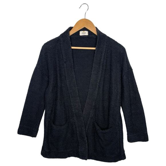 Marine Layer Cardigan Sweater Womens Small Black Open Front Heavyweight Pockets - Picture 12 of 13